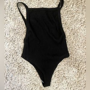 Black sweater material bodysuit